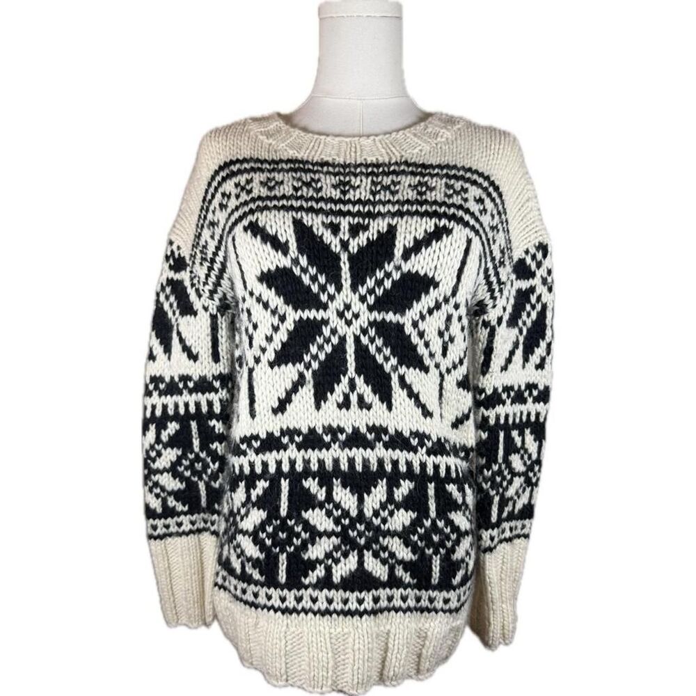 Jcrew Women's White and Black Jumper